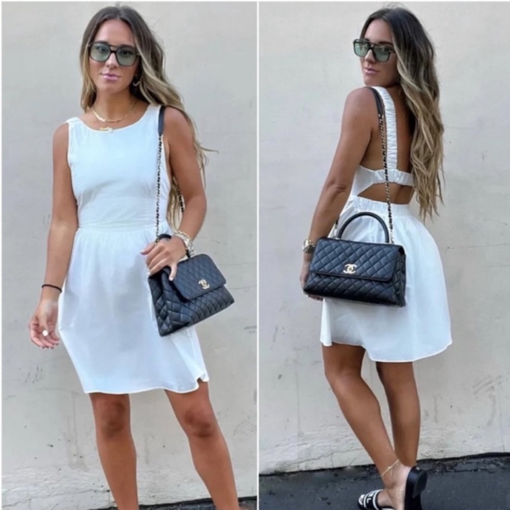 | vici x gina • nwt white bordeaux cutout cotton mini dress • medium |